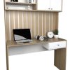 Escritorio Varillado Mesa Pc Computacion Con Alzada Moderno Color Olmo Finlandes - Blanco Everest