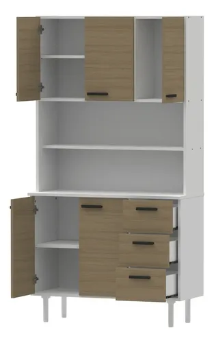 D_755989-MLA100270933723_122025-O.webp Vajillero Aparador Mueble Organizador De Cocina Despensero Color Avellana