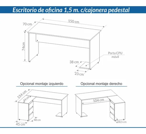 D_756450-MLA85732246950_062025-O.webp Escritorio Para Oficina Con Cajonera 1.50 X 0.70 3912- 7303