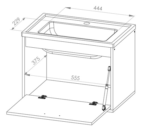 Vanitory Colgante Para Baño Zen Con Mesada- 58 Cm- Dze 02-