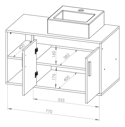 Vanitory Colgante Para Baño Zen Con Mesada- 80 Cm- Dze 03-