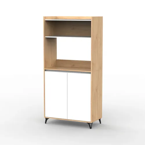 D_759748-MLA98772348415_112025-O.webp Mueble Auxiliar Cocina 90 Cm Portamicroondas Organizador Alacena Guardado Estantes Puertas Roble Kendal Blanco Moderno Multiuso Despensero Comedor Hogar Auc900 Dielfe Blanco Y Roble
