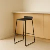 Banquetas Industrial Soho Negra Taburete Kit X2 Alto Asiento De Chapa Metálica Con Respaldo Caño Redondo 5/8 Para Barra Cocina Desayunador Living Resistente 90 Kg Bcs023 Dielfe Laqueado Negro