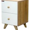 Mesa De Luz Escandinava Muebles Gacela Melamina 2 Cajones Blanco/roble Laqueado Blanco/roble Miel
