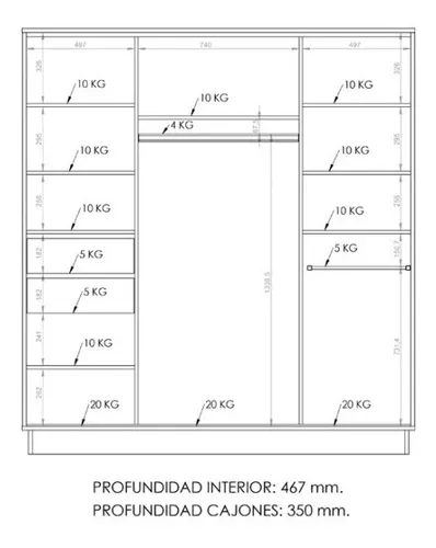 D_761988-MLA44613091349_012021-O.webp Ropero Placard Organizador- 2 Ptas Corred. 2 Caj. Int Pe-180