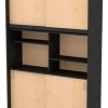 D_762126-MLU75593846176_042024-O.jpg Biblioteca Armario Doble Organizador Ptas Corrediz Estantes Color Negro - Haya
