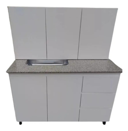 Bajo Mesada Y Alacena 1.20 Mdf 15 Mm- Con Mesada Marmol Sint