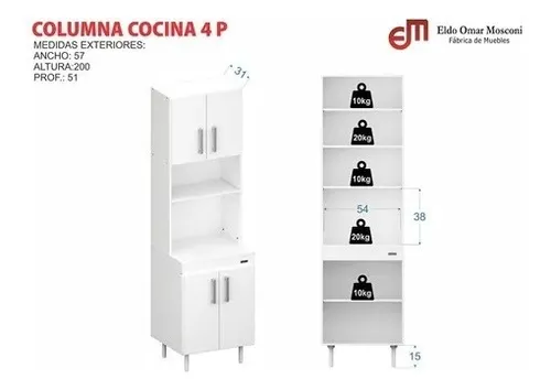 Columna Kit Organizador De Cocina 4 Puertas. Cod. 10196