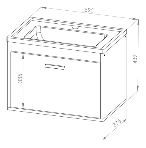 Vanitory Colgante Para Baño Zen Con Mesada- 58 Cm- Dze 02-