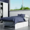 Cama 1 Plaza Con Cajones Box Madera Zapatero Estanteria Baulera Sommier Guardado Melamina Blanco 90x190 Cm Moderna Cam100 Dielfe