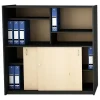 Biblioteca Armario Mueble Organizador Ptas Corrediz Estantes Color Negro - Haya