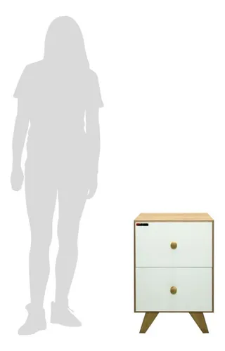 Mesa De Luz 2 Cajones Con Patas 60 X 40 X 38- Cod. 732021