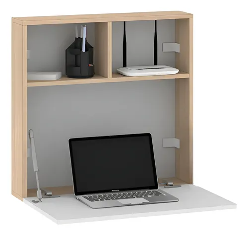 D_773531-MLA96071767117_102025-O.webp Escritorio Habitacion Oficina Juvenil Hogar Flotante Plegable Espacio Reducido Moderno Blanco Y Roble Eco063 Dielfe Blanco / Roble Natural