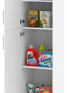 Despensero De Dos 2 Puertas Mueble Alacenero Organizador Con 4 Estantes De Cocina Melamina 179cm Color Blanco Multifunción Dielfe K452