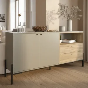 Mueble Bahiut Vajillero 2 Puertas 2 Cajones 150 Cm Living Color Olmo Gris Cubanita