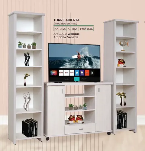 D_778385-MLA72283457045_102023-O.webp Modular Rack Tv- Led. 2 Torres 1 Cajón 2 Puertas. Cod. 3004