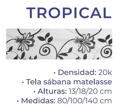 Colchon Espuma 1 Plaza 80 Cm Sabana Matelasea Tropical 80-13