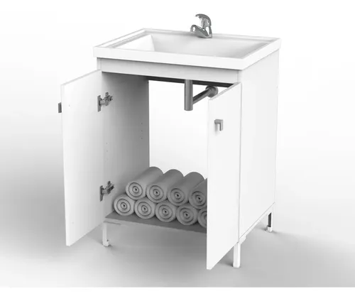 Vanitory Para Baño Vdf060 Oslo Con Bacha 2 Puertas Blanco Dielfe