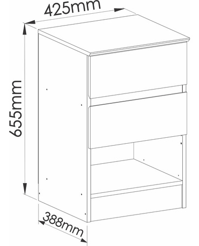 Mesa De Luz 2 Cajones 1 Estante Aurora Castro 5080