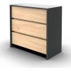 Cómoda 3 Cajones Línea Niza Organizador Dormitorio Living Guardado Ropa Accesorios Sin Tiradores Estilo Moderno Flotante... Gris / Roble Kendal
