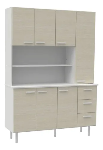 D_784291-MLA99299117505_112025-O.webp Aparador De Cocina 1,20mt Melamina 7ptas 3 Cajones Estantes Color Blanco Frente Venezia