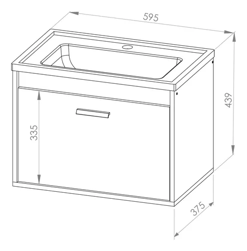 Vanitory Colgante Para Baño Zen Con Mesada- 58 Cm- Dze 02-