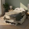 Cama 1 Plaza Con Cajones Box Madera Zapatero Estanteria Baulera Sommier Guardado Melamina Blanco 90x190 Cm Moderna Cam100 Dielfe