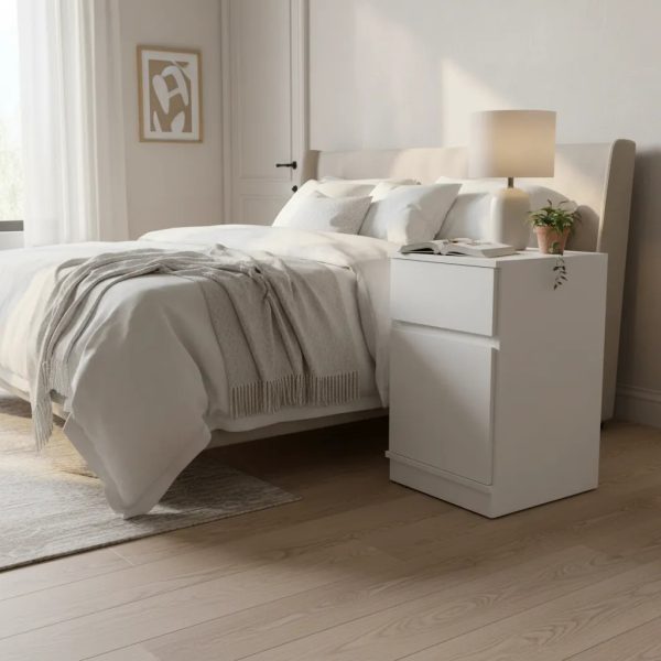 Mesa De Luz Para Sommier, 1 Cajon, 1 Puerta- 38 X 61 X 38