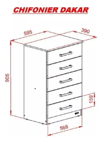 Cajonera Chiffonier 5 Cajones- 91 X 59 X 39- Cod. 56520-289