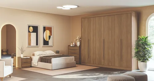 Ropero 6 Puertas De Abrir. Manijas De Madera 6 Cajones N 566