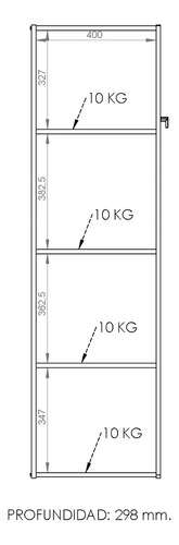 Despensero De Una 1 Puerta Mueble Alacenero Organizador Con Estantería Integrada Izquierda O Derecha + 4 Estantes Internos Ajustables De Cocina Melamina 150cm Color Blanco Multifunción Dielfe D050e