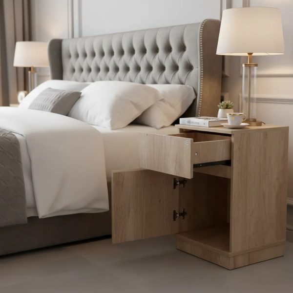 Mesa De Luz Para Sommier, 1 Cajon, 1 Puerta- 38 X 61 X 38