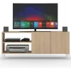 Mueble De Tv Rack Para Tv Led Tele Televisor Hasta 55'' Con 2 Puertas 2 Estantes Melamina 130cm Color Roble Natural Moderno Linea Oslo Ros130 Dielfe