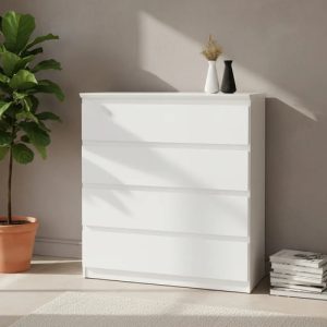 Comoda Chifonier Prisma 4 Cajones. Mdf Laqueado- 93 X 80 X40