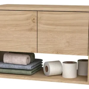 Mueble Alacena Organizador Para Baño Colgante 2 Ptas Estante Color Roble Kendal Natural