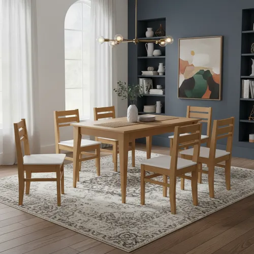 D_795969-MLA93329447321_092025-O.webp Mesa Comedor Escandinava 1.50 X 90 + 6 Sillas Atlantic- Pino
