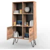 D_797309-MLA104329407508_012026-O.webp Biblioteca Estantería Melamina Diseño Industrial Moderna Organizador Oficina Living Estudio Exhibidor Columna Modular 2 Cuerpos 2 Puertas 6 Estantes Atakama Patas Negras Le076 Dielfe