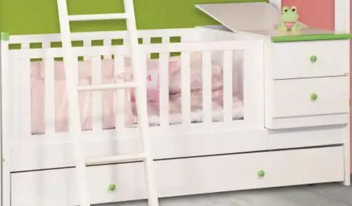 Cama Cuna Funcional Lucia Con Carro-. Mdf Laqueado