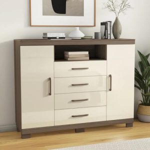 D_799597-MLA99453301290_112025-O.jpg Cómoda De Dormitorio Con 2 Puertas Y 4 Cajones Master Brown/off Wh Castaña/off White