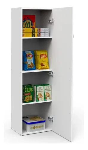 D_802532-MLA100074767313_122025-O.webp Despensero Cocina Alacena Organizador De Guardado 1 Puerta 4 Estantes Blanco Melamina Resistente Compacto Multiuso Despensa Hogar Comedor Moderna Fácil Limpieza D050 Dielfe