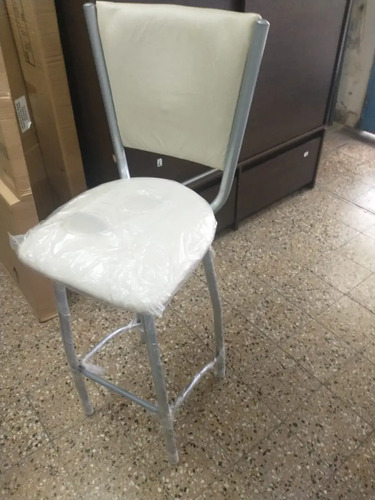 Taburete Banqueta Alta. Asiento Y Respaldo Tapizado