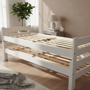 Cama Nido Doble Sin Carro Cama- Pino Lustrado- Blanco