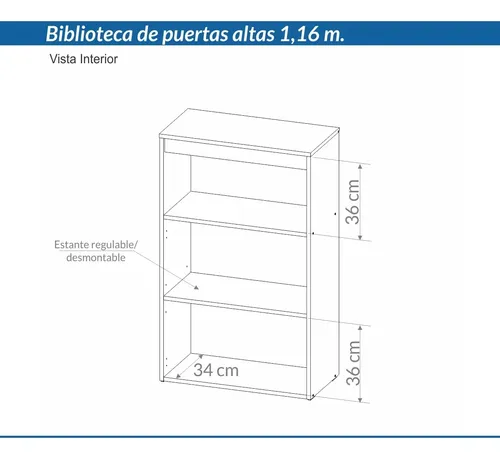 Biblioteca Organizador Oficina 2 Puertas Cod. 7928 117 X 71