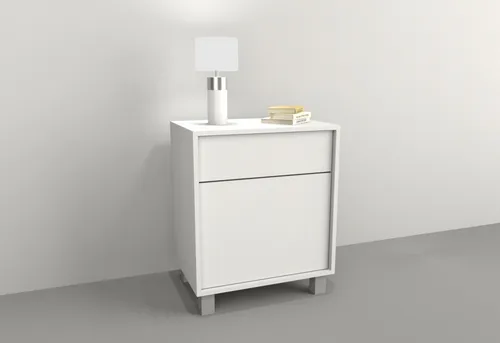Mesa De Luz 1 Puerta, 1 Cajon. Sistema Push. Cod. 6426