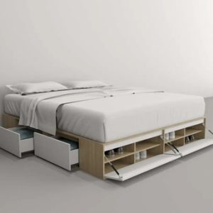Base Box P- Sommier 180 X 200- 4 Cajones- Estantes- Cod 6444