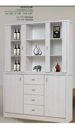 D_810129-MLA72283663683_102023-O.jpg Modular Cristalero Living Comedor Melamina. 1.25 Mt Cod.753