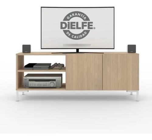 Rack Para Tv Led Melamina Caño- 2 Puertas- Estantes Ros 130