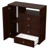 D_811085-MLA92755285199_092025-O.jpg Chiffonier Cajonera Comoda 1 Puerta 4 Cajones Melamina Color Marrón Oscuro(wengue)