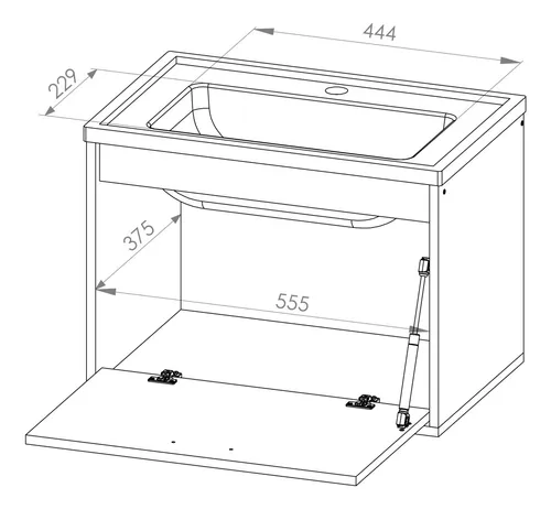 Vanitory Colgante Para Baño Zen Con Mesada- 58 Cm- Dze 02-