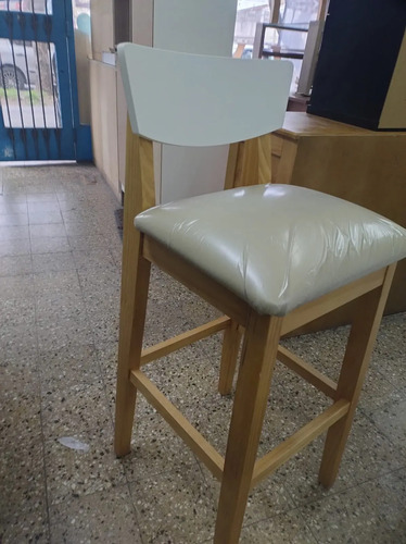 Taburete Banqueta Alta Con Respaldo Madera Cod. 139 Mediterr